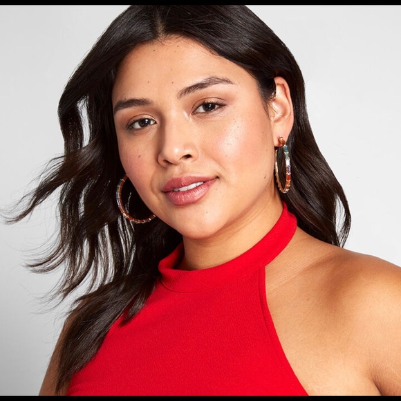 Colorful rhinestone hoop earrings - Picture 6 of 6